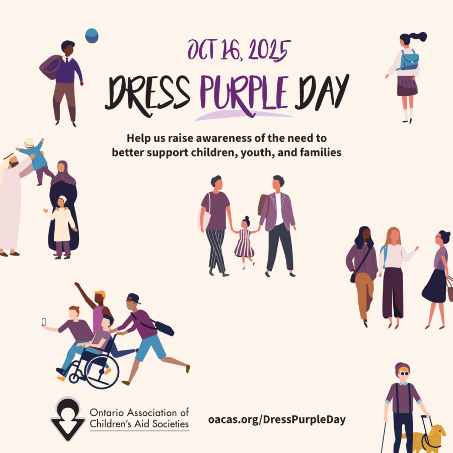 On #DressPurpleDay2025, Ontario child welfare agencies raise awareness about the role that individuals and communities play in supporting vulnerable children, youth, and families. Join us Oct 16! #IDressPurpleBecause